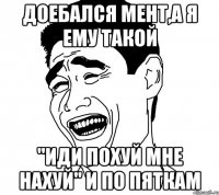 доебался мент,а я ему такой "иди похуй мне нахуй" и по пяткам