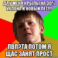 Да у меня крылы на 30% уклона и новый пет!!! Пвп?та потом я щас занят прост