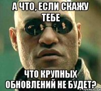 А что, если скажу тебе что крупных обновлений не будет?