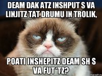 Deam dak atz inshput s va linjitz tat drumu in trolik, poati inshepitz deam sh s va fut*tz?