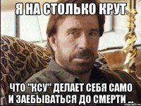 Я на столько крут Что "КСУ" делает себя само и заебываться до смерти ...