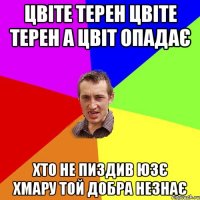 цвіте терен цвіте терен а цвіт опадає хто не пиздив юзє хмару той добра незнає