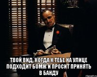  твой вид, когда к тебе на улице подходит бомж и просит принять в банду