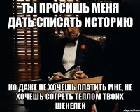 Ты просишь меня дать списать историю Но даже не хочешь платить мне, не хочешь согреть теплом твоих шекелей