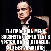 Ты просишь меня засунуть огурец тебе в уретру, но ты делаешь это без уважения