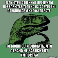 Если отечественные продукты появляются только из-за угрозы санкций других государств То можно ли сказать, что страна не зависит от импорта?