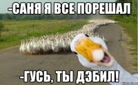 -Саня я все порешал -Гусь, ты дэбил!