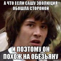 А ЧТО ЕСЛИ САШУ ЭВОЛЮЦИЯ ОБОШЛА СТОРОНОЙ И ПОЭТОМУ ОН ПОХОЖ НА ОБЕЗЬЯНУ