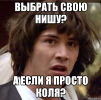 Выбрать свою нишу? А если я просто КОЛЯ?