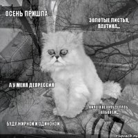 осень пришла золотые листья, паутина... буду жирной и одинокой ничего не хочу делать, только ем... а у меня депрессия