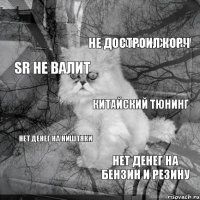 НЕ успел к сезону Не достроил корч SR не валит Китайский тюнинг Нет денег на ништяки Нет денег на бензин и резину