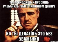 ты приходишь и просишь разбанить тебя в типичном днепре но ты делаешь это без уважения