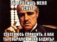 Ты просишь меня уснуть, стестяюсь спросить, а как ты собрался меня будить?