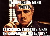Ты просишь меня уснуть, стесняюсь спросить, а как ты собрался меня будить?