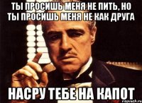 Ты просишь меня не пить, но ты просишь меня не как друга Насру тебе на капот