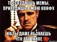ты создаешь мемы, приходишь в мою конфу но ты даже не знаешь что это такое