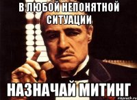 в любой непонятной ситуации назначай митинг