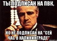 Ты подписан на ПВК, Но не подписан на "Сей час в Калининграде"