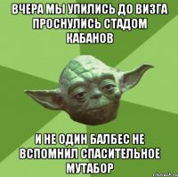 вчера мы упились до визга проснулись стадом кабанов и не один балбес не вспомнил спасительное мутабор