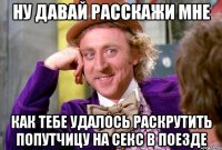Ну давай расскажи мне как тебе удалось раскрутить попутчицу на секс в поезде