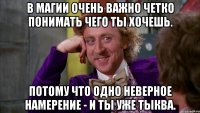 В магии очень важно четко понимать чего ты хочешь. Потому что одно неверное намерение - и ты уже Тыква.