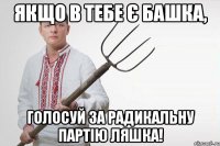 Якщо в тебе є башка, голосуй за Радикальну Партію Ляшка!
