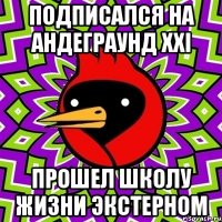 подписался на АНДЕГРАУНД XXi прошел школу жизни экстерном