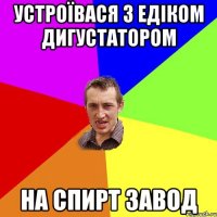устроївася з едіком дигустатором на спирт завод