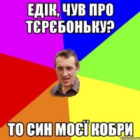 Едік, чув про тєрєбоньку? то син моєї кобри