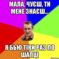 МАЛА, ЧУЄШ, ТИ МЕНЕ ЗНАЄШ... Я БЬЮ ТІКИ РАЗ ПО ШАПЦІ