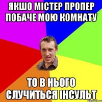 якшо містер пропер побаче мою комнату то в нього случиться інсульт