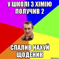 У школі з хімію получив 2 Спалив нахуй щоденик