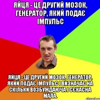 Яйця - це другий мозок, генератор, який подає імпульс Яйця - це другий мозок, генератор, який подає імпульс і визначає на скільки возбуждаюча і сєкасна мала.