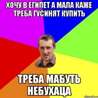 Хочу в Египет а Мала каже треба гусинят купить Треба мабуть небухаца