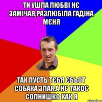 ти ушла любві нє замічая,разлюбіла гадіна мєня так пусть тєбя єбьот собака злая,а нє такоє солнишко как я