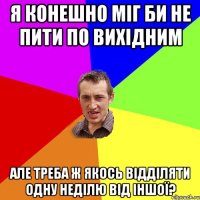 Я конешно міг би не пити по вихідним Але треба ж якось відділяти одну неділю від іншої?