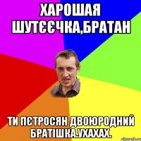 Харошая шутєєчка,братан ти Пєтросян двоюродний братішка.ухахах.