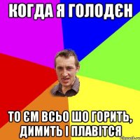 Когда я голодєн то єм всьо шо горить, димить і плавітся