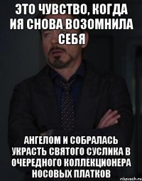 Это чувство, когда Ия снова возомнила себя Ангелом и собралась украсть святого суслика в очередного коллекционера носовых платков