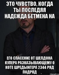 Это чувство, когда ты последяя надежда Бетмена на Его Спасение от Шелдона Купера разказывающему о коте Шредынгера 2344 ряд подряд
