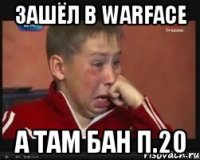 Зашёл в WARFACE А там бан п.20