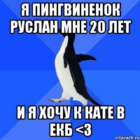 Я пингвиненок Руслан мне 20 лет И я хочу к Кате в Екб <3