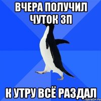 Вчера получил чуток ЗП к утру всё раздал