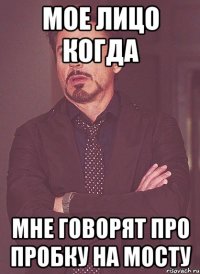 Мое лицо когда Мне говорят про пробку на мосту