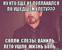 ну кто еще не поплакался по ушедшему лету??? сопли, слезы, ваниль... лето ушло, жизнь боль...