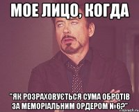 мое лицо, когда "як розраховується сума обротів за меморіальним ордером №6?"