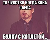 То чувство когда Вика сьела булку с котлетой ..
