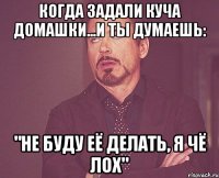 Когда задали куча домашки...и ты думаешь: "не буду её делать, я чё лох"
