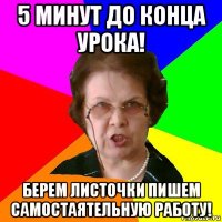 5 минут до конца урока! Берем листочки пишем Самостаятельную Работу!