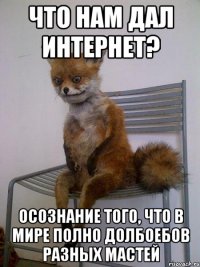 ЧТО НАМ ДАЛ ИНТЕРНЕТ? ОСОЗНАНИЕ ТОГО, ЧТО В МИРЕ ПОЛНО ДОЛБОЕБОВ РАЗНЫХ МАСТЕЙ